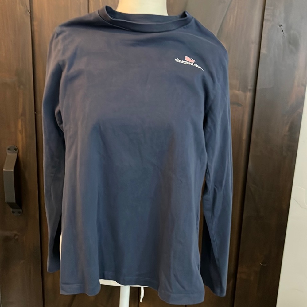 Vineyard Vines Girls Long Sleeve Tee Sz M Navy/Pink